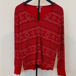 Victoria's Secret Red V-Neck Pajama Shirt